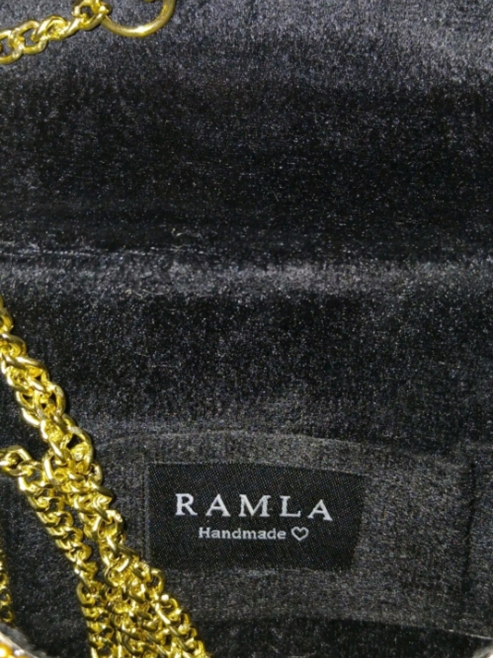 RAMLA Mosaic Clutch Handmade Blue and Gold Mosaic Pendant Clutch/Crossbody - Picture 5 of 5